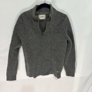 Flag & Anthem Womens 100% Wool Grey 1/4 Zip Pullover Sweater CORESW356 L